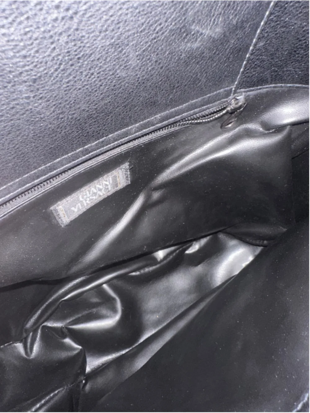 Gianni Versace Gray Wool and Black Leather Medusa Hobo Bag